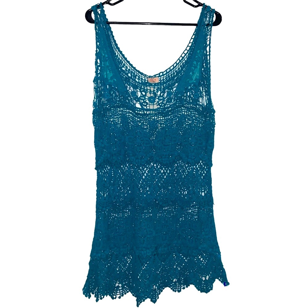 NEW Crochet Teal Beach Dress NWT